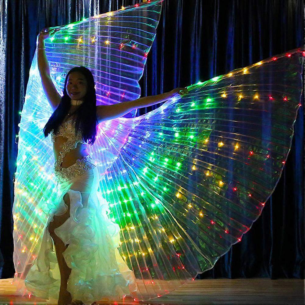 Bâton réglable 57 « Long Led Isis Wings Belly Dance Cloth Performance Costumes Adulte avec Bâton Multicolor