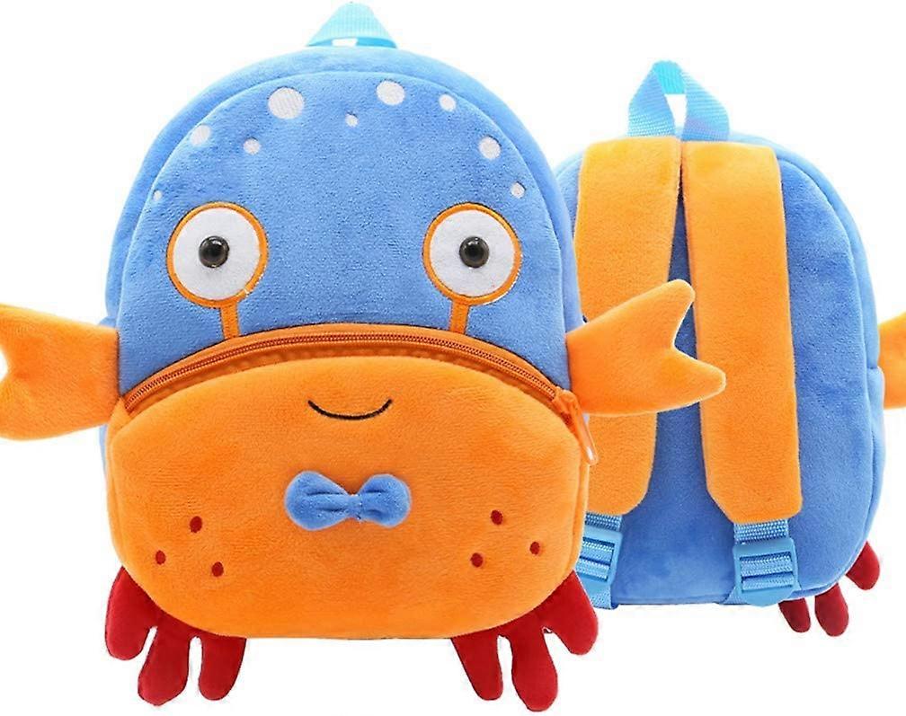 男の子と女の子のための幼児バックパック、かわいいソフトぬいぐるみ幼児バッグ動物漫画小さなミニバックパック子供のための小さな1-6歳(カニ)