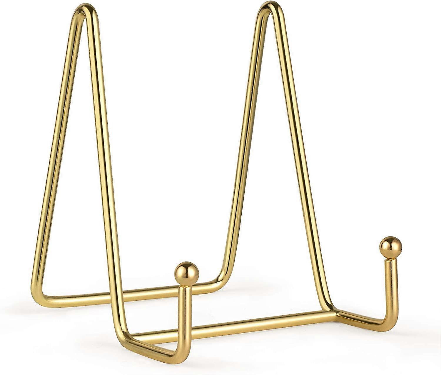2 Pack 4 Inch Plate Display Stands - Gold Metal Easel Stand, Plate Holder Display Stands, Picture Frame Holder Stands for Display Photos, Platter, Dec