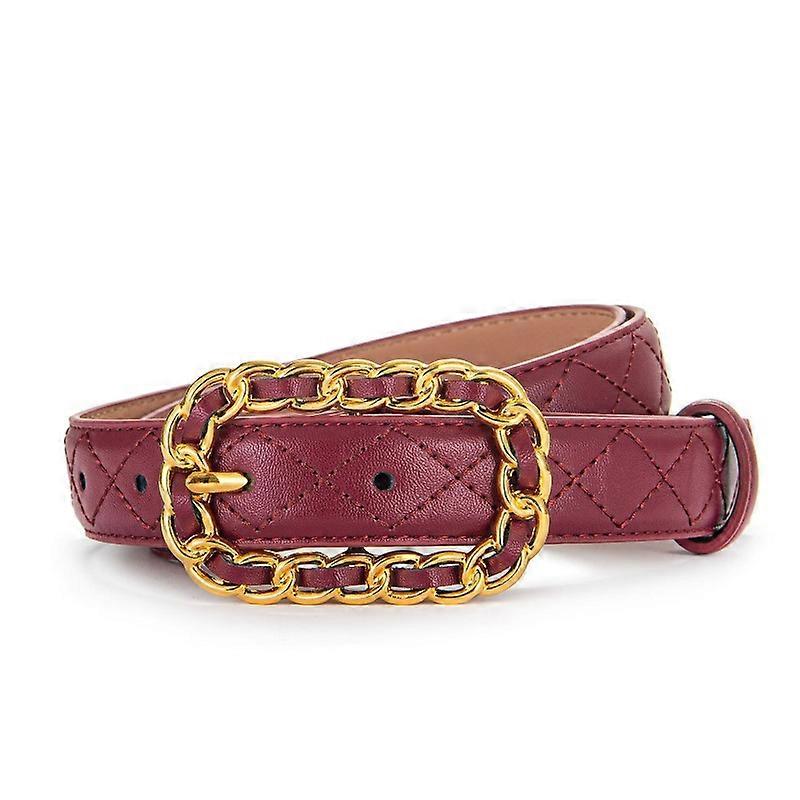2021 Nytt modebälte Kvinnor Män Unisex Cowskin Lädermaterial Metallkedjor Pin Buckle Rhombic Pattern Lyxmärkesdesigner