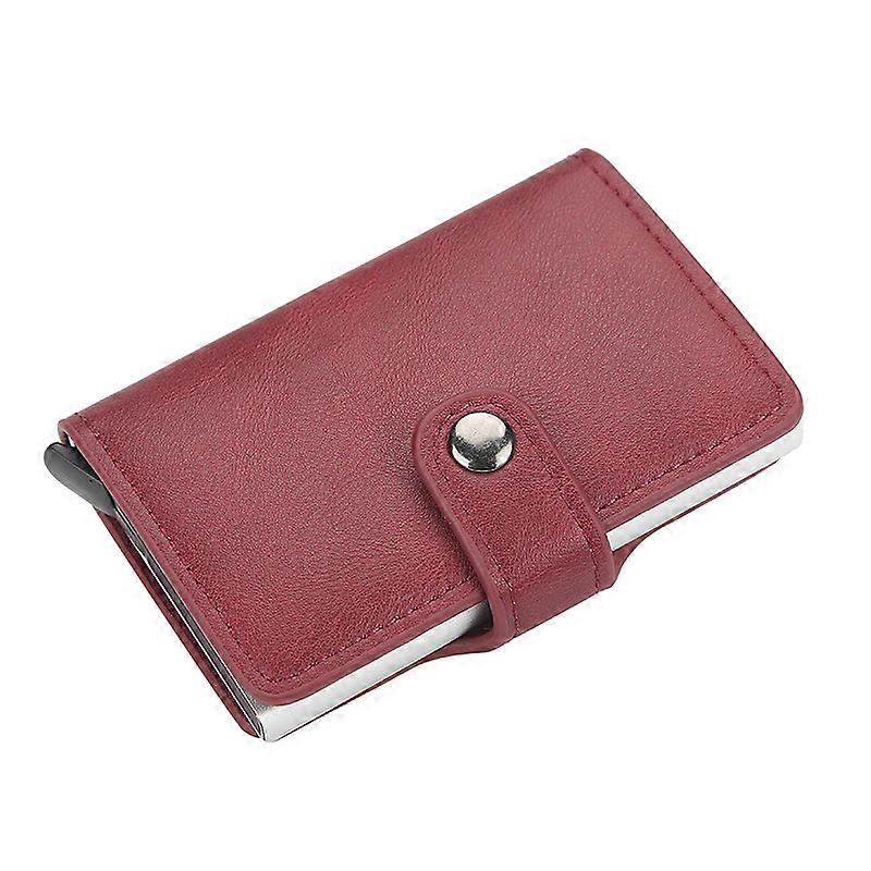 New Hasp Men Credit Card Holder RFID Blocking PU Leather Automatic Business ID Card Holder Aluminum Metal Wallet Purse for Cards