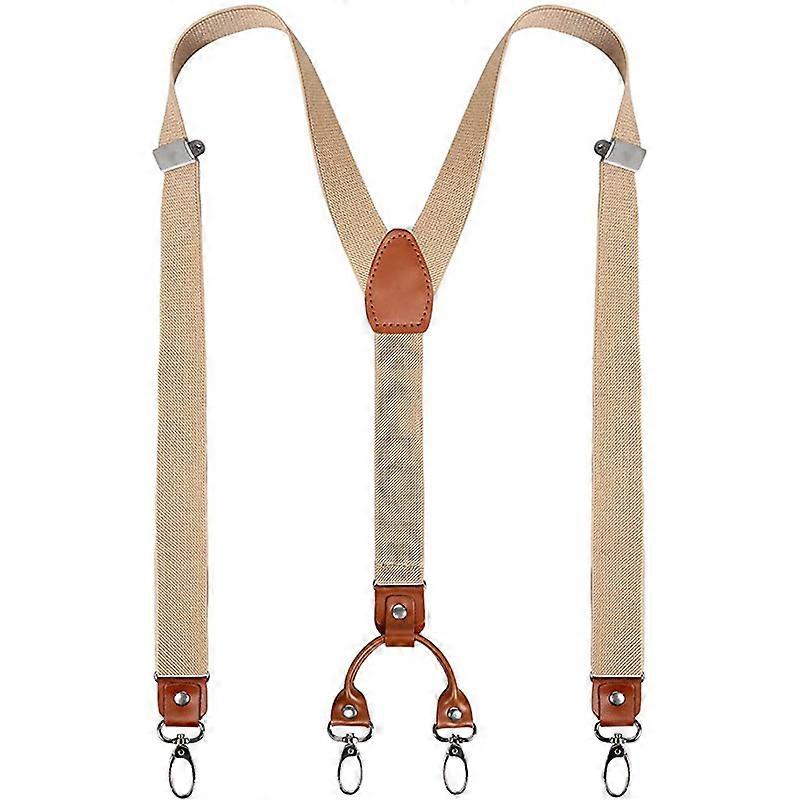Men's Braces with 4 Hook-Clips for Trousers, Vintage Suspenders Braces Adjustable Elastic X Shape