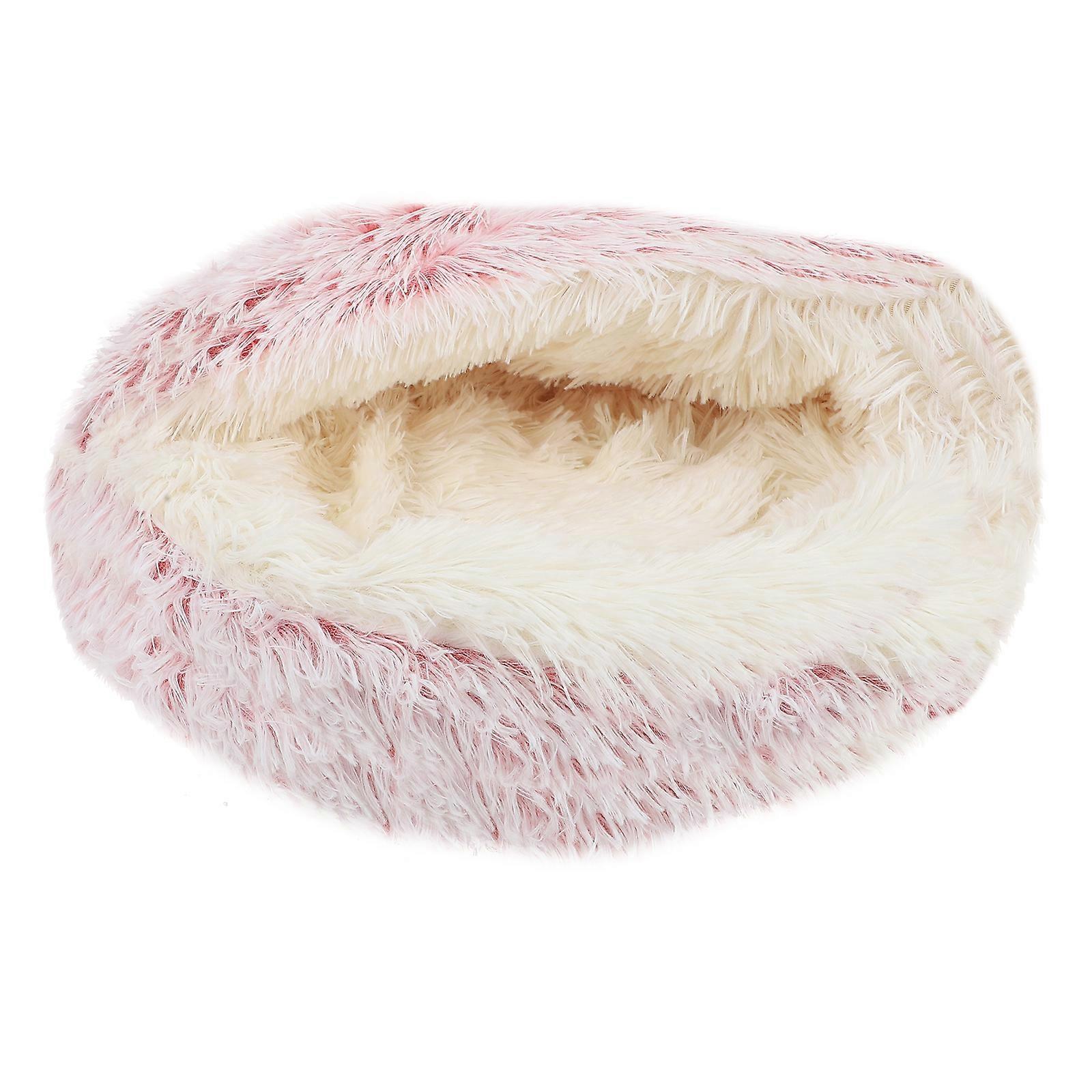 Supple Warm Cat Bed Cat Nest Flannel Winter Half Enclosed Nest for Cat (Pink)