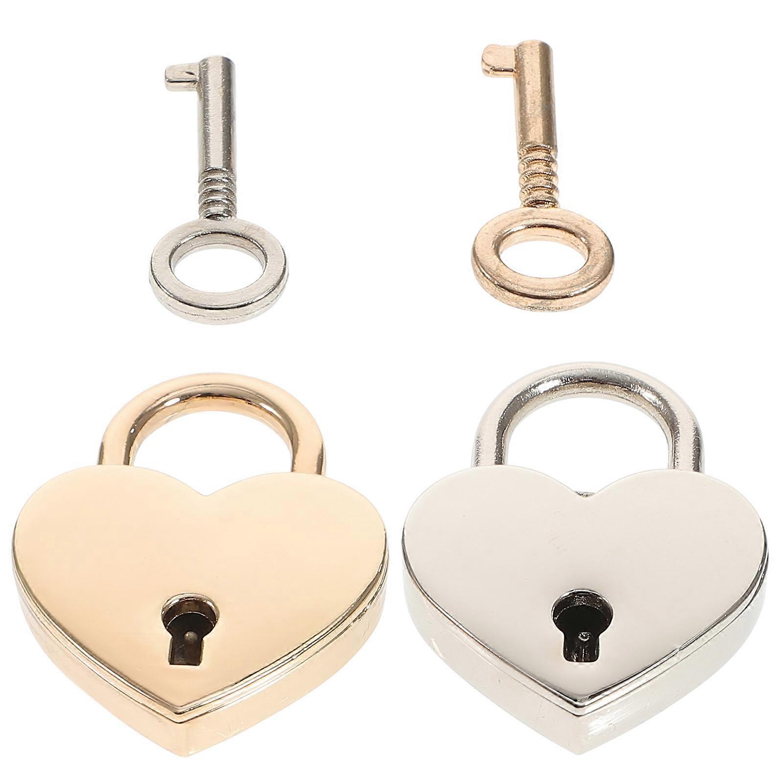 2pcs Heart-shaped Wishing Lock Wishing Couple Lock Hanging Luggage Lock