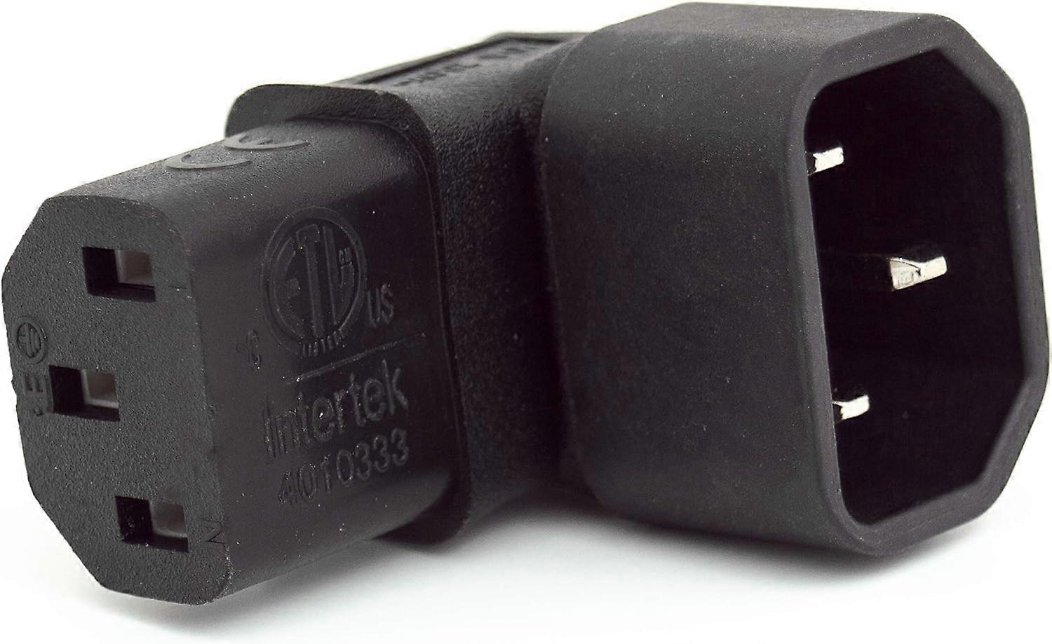 IEC C14 TO C13 POWER ADAPTER 10A PDU PLUG 90 DEGREE RIGHT ANGLE WALL MOUNTED LCD TV/RACKMOUNT - BULK PACK1pc