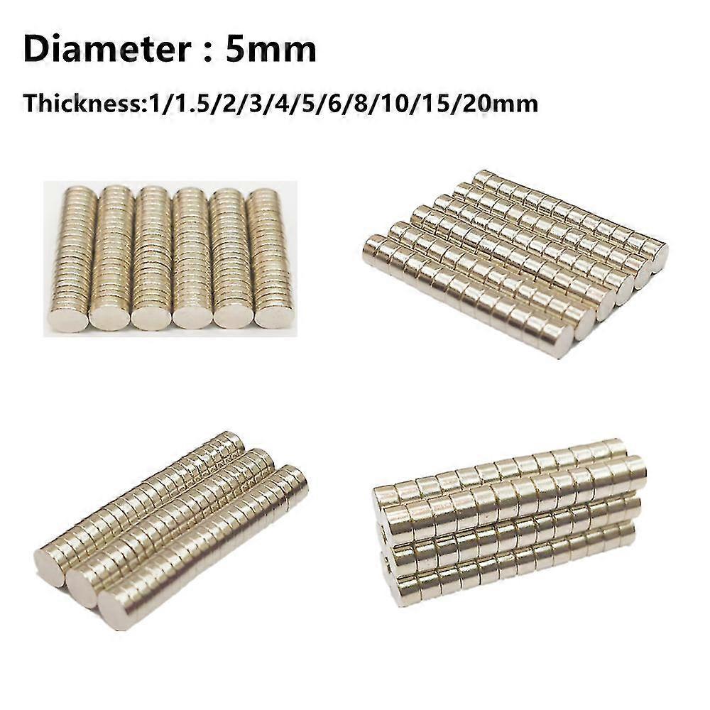 10 قطع 5 مم قطر مغناطيس نيوديميوم دائري 1 / 1.5 / 2/3/4/5/6/8/10/15 / 20 مم سميكة نادرة الأرض الحرف القوية مغناطيس دائم N35
