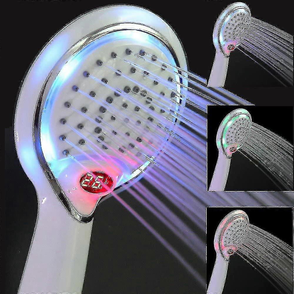 Led Shower Head, 3 Colors Temperature Control Shower Head, Led Temperature Shower