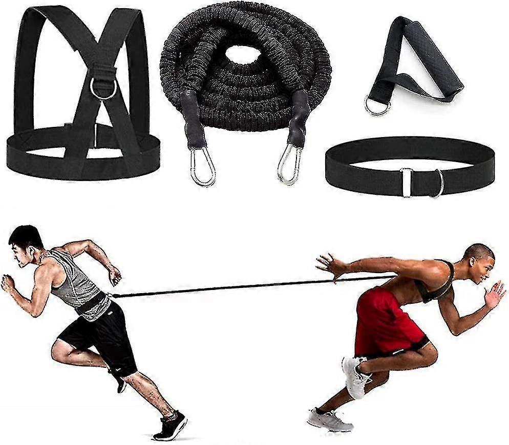 Double Pull Resistance Rope 4-pcs Bungee Resistance Cord Set Fit Solo Or Partner Great For Vertical Jumps Lateral Movement Sprint Overspeed Training H