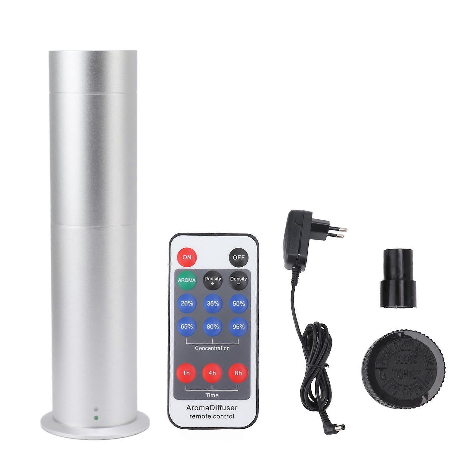 Intelligent Aromatherapy Machine 120ml 100?240V Remote Control Cylindrical Aromatherapy Machine for Home Hotel Silver EU Plug