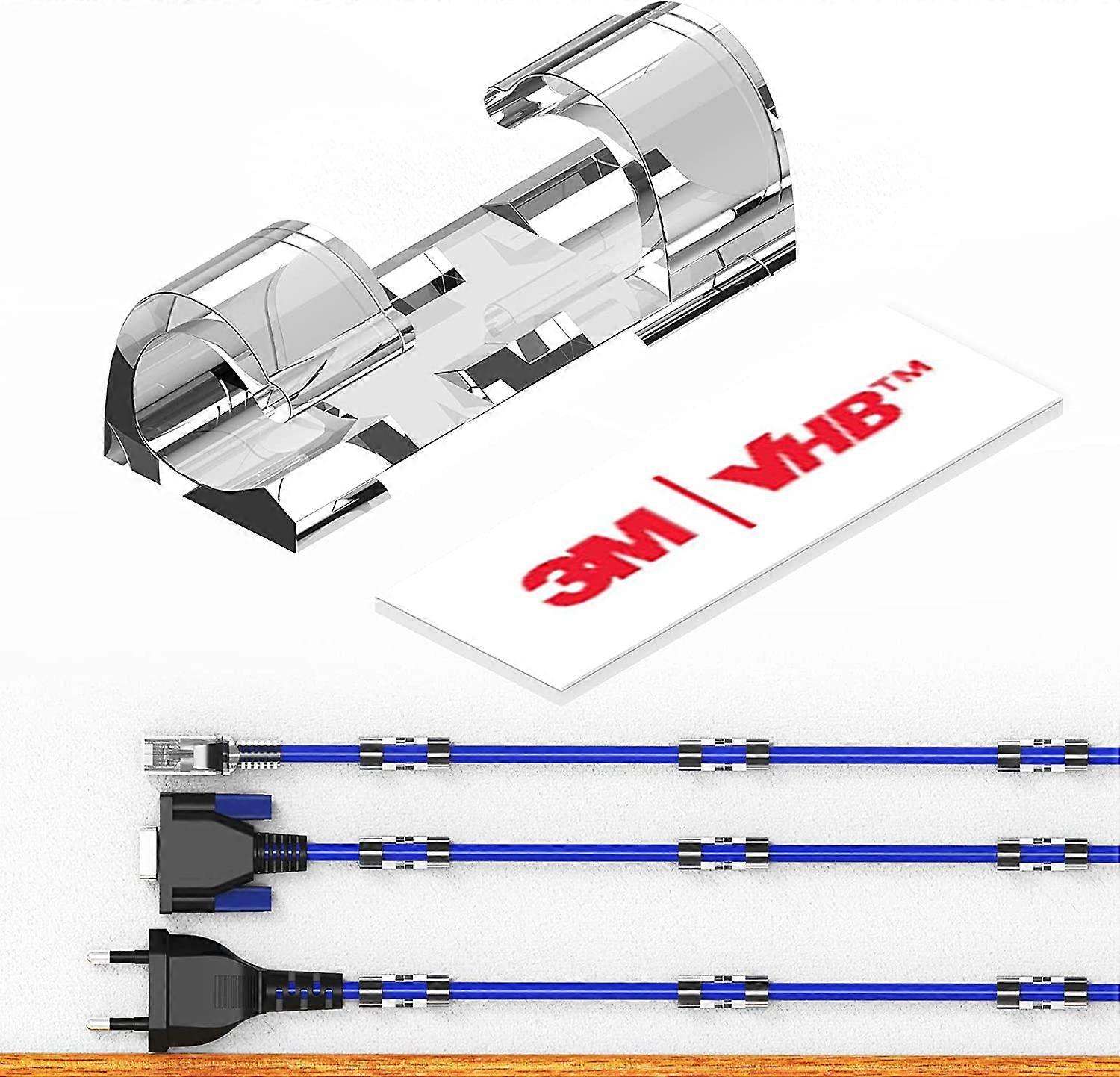 透明な20パック強力な自己接着性を備えたケーブルクリップ、XIAOXIケーブル管理TV PCワイヤーホルダータイスティッキー整頓とオーガナイザーコードとワイヤー - 40 P