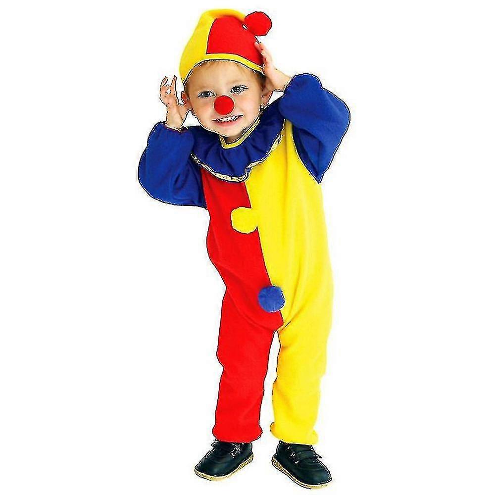 Halloween Clown Costume Kids Jumpsuit With Clown Nose And Clown Hat