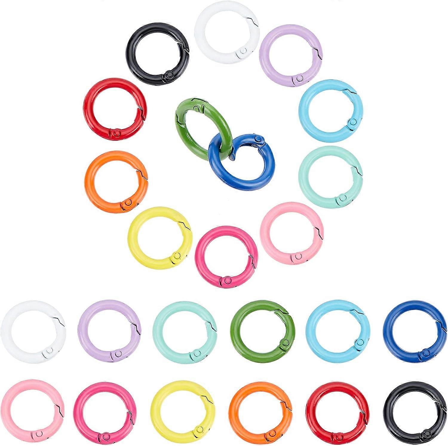 O Rings 24pcs 12 Colors 1 Inch(25mm) Alloy Trigger Round Snap Buckle Spring Keyring Buckle Snap Hooks O Rings Buckles for Keychains Bag Purse Handbag 