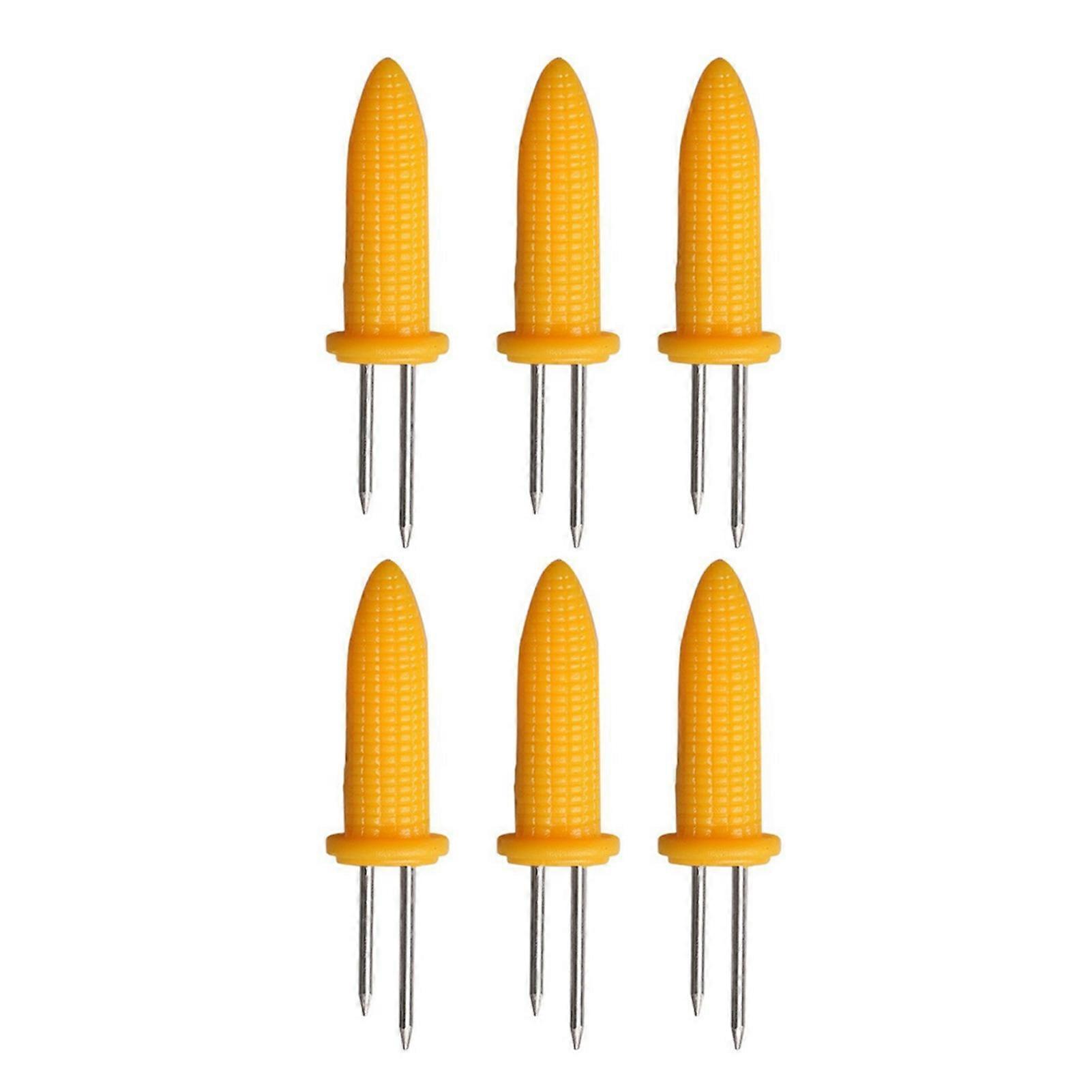6 Pcs Corn Cob Holders Stainless Steel Corn BBQ Forks Rust-Proof Corn on The Cob Skewers Corn Shape Handle Portable Dining Tool for Picnics Parties Ca