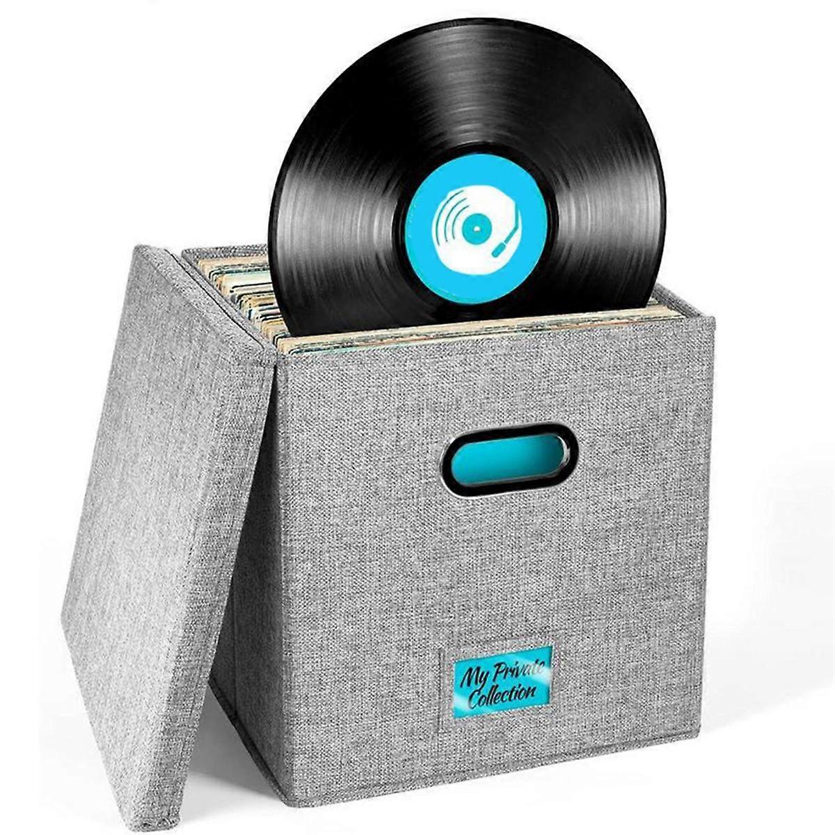 Vinyl Record Storage Box with Lid and Handles, LP Record Organizer, Stylish Home Decor, Protective