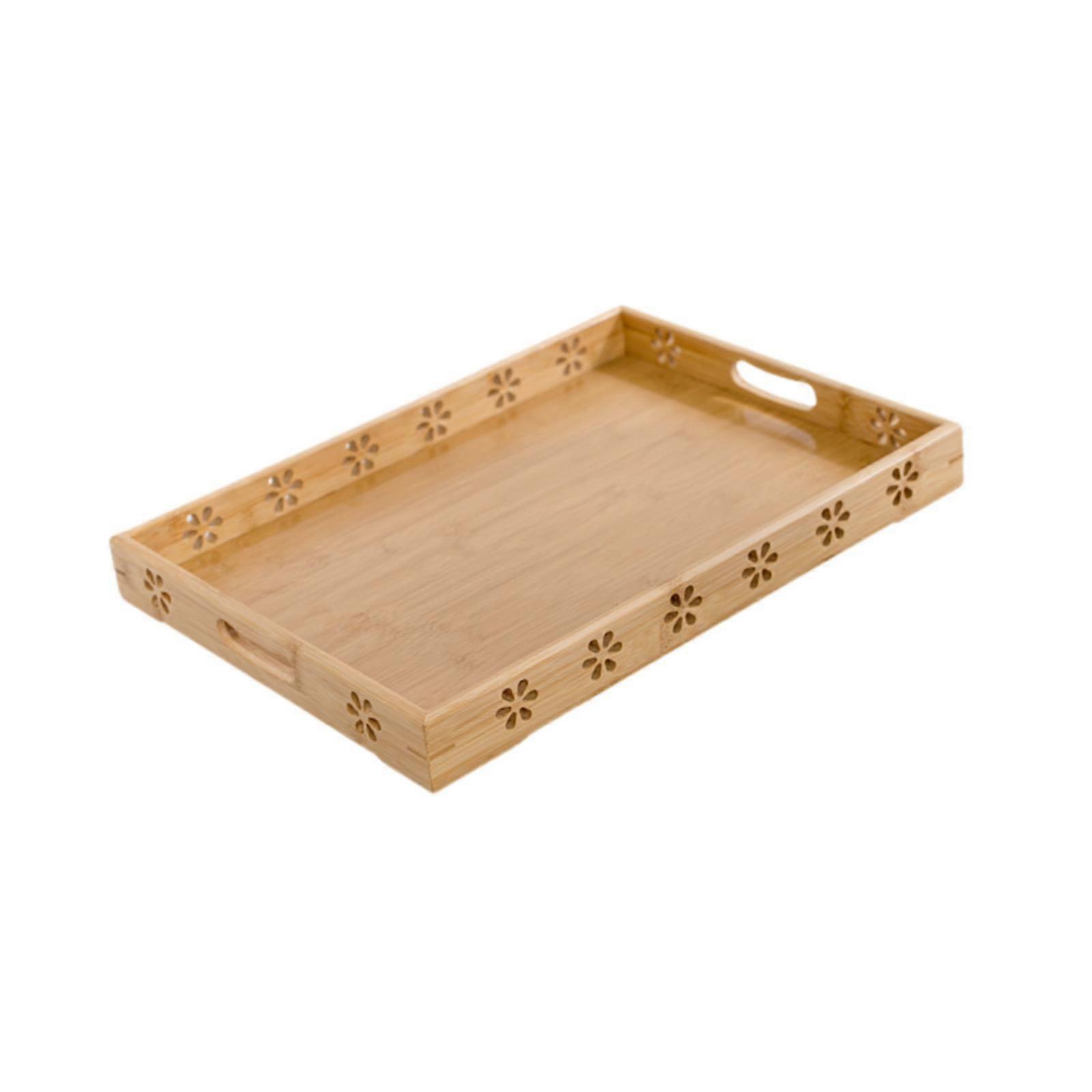 Bamboo Serving Tray Stylish Coffee Table Serving Tray for Lunch Dinner Table 33x22x5cm