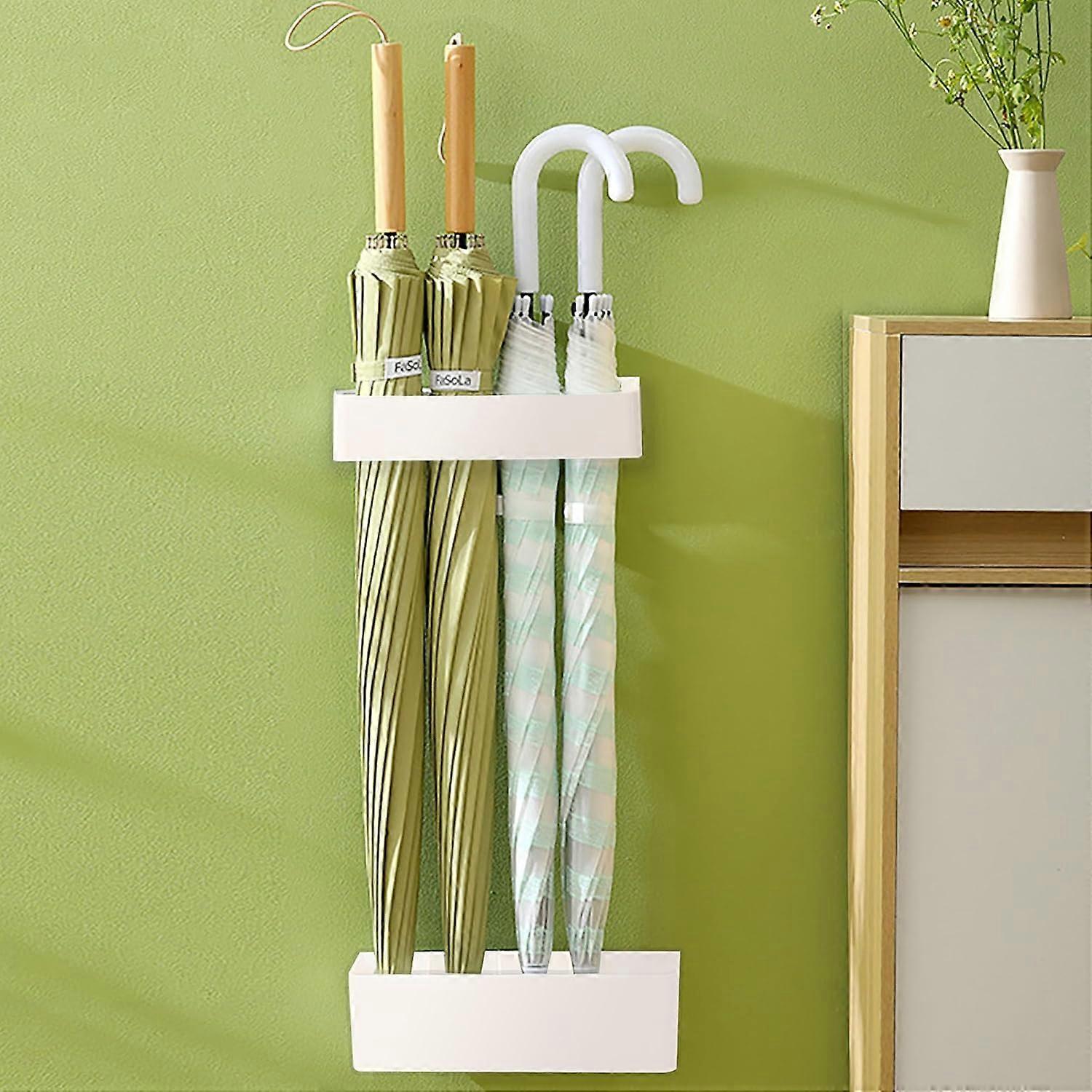 Set Wall Mounted Umbrella Holder, Umbrella Shelf Umbrella Stand with Removable Water Container Space Saving Organizer Umbrella Stand for Home, Office