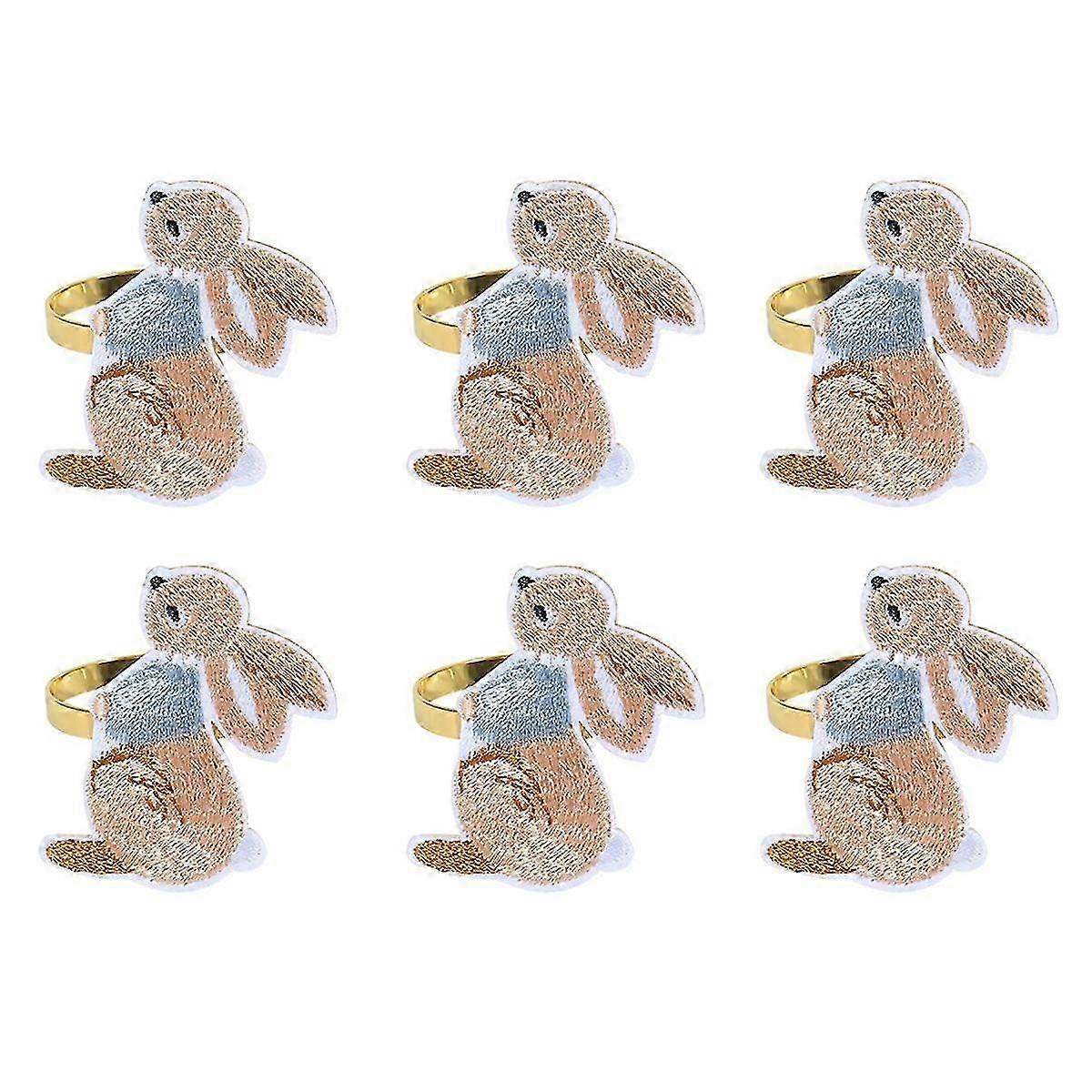 6pcs Easter Napkin Rings, Easter Designed With Bunny ,holiday Napkin Holders For Dining Easter Part