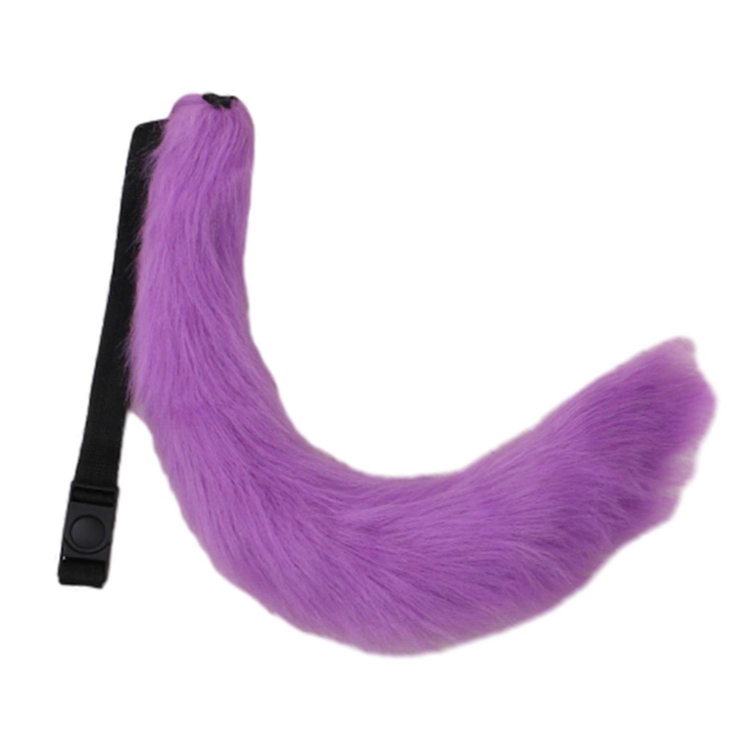 Cosplay Fake Fox Tail Soft Fuzzy Plush Solid Color Adjustable Waist Circumference Elastic Band