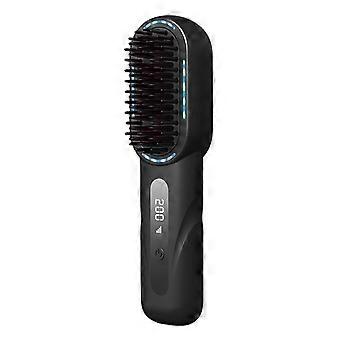 Ionic Hair Straightener Brush 2 In 1 Straight Curler Hair Comb Anti-Scalding Detangling Comb for Home/Travel