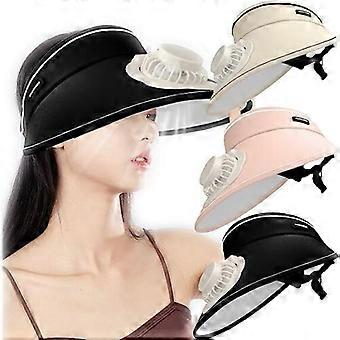Large Area Sun Visor Hats with Fan, Sun Protection-Visors with Elastic Buckle