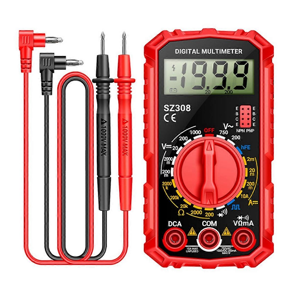 SZ308 Digitale Multimeter Voltage Weerstandsmeter AC/DC Stroommeter Elektricien LCD Backlight Ohm