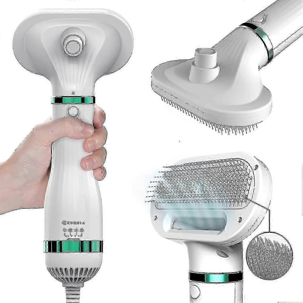 Séchoir pour chiens et chats avec brosse lissante 2 en 1 | Séchoir à souffleur portable et silencieux pour le toilettage | Température réglable | Sec