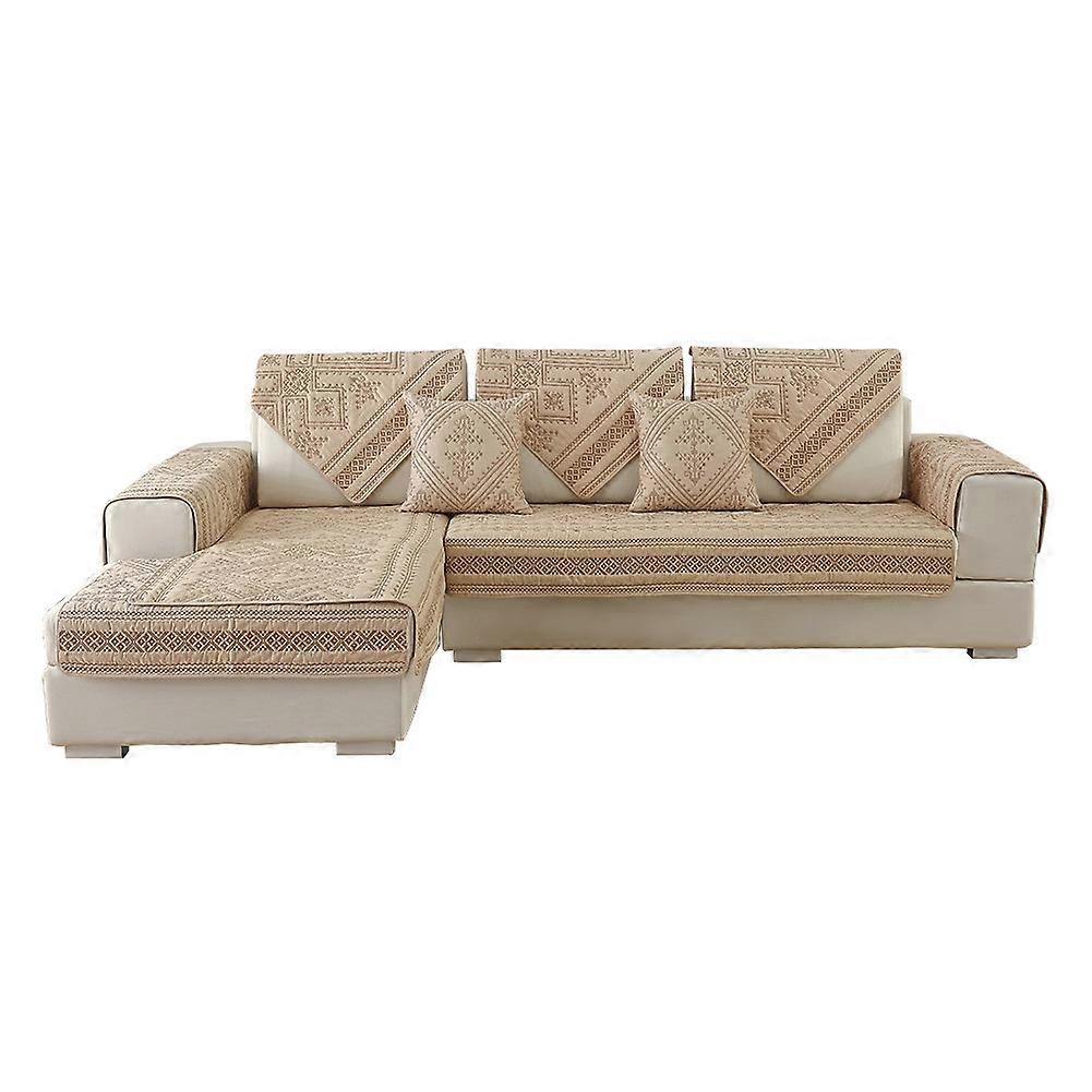 Moderne Bomull Brodert Sofatrekk Matte Protector For Home Beige (70 * 210cm)
