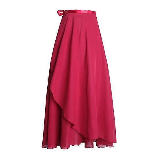 Skirt High Waist Lace-up Multi-Layered Mesh Chiffon Long Skirt Solid Color Flowy Maxi Skirt