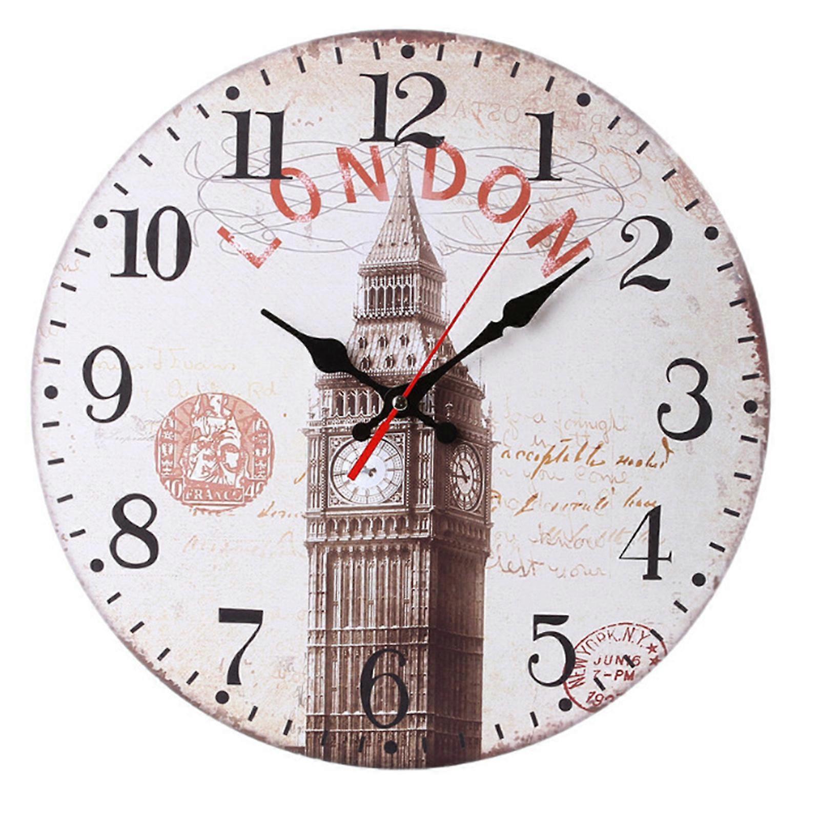 Silents Wood Wall Clock in Round Shape for Touch of European Elegances