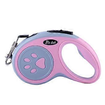 5M Retractable Dog Leash Color Matching Kitten Auto-retractable Traction Rope Walking Leash for Small Pet Dog Cat Leads  Pink