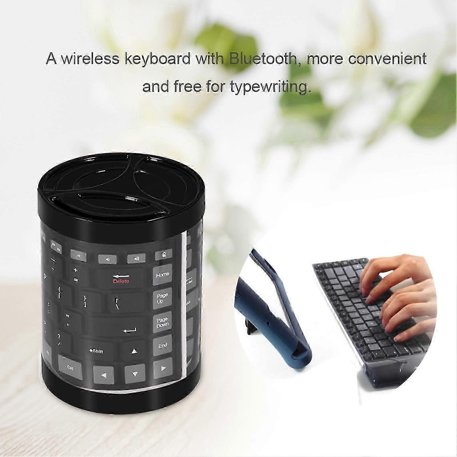 Portable Waterproof Mini Wireless Bluetooth Keyboard Foldable For Laptop/ Pc/ Phone (black)