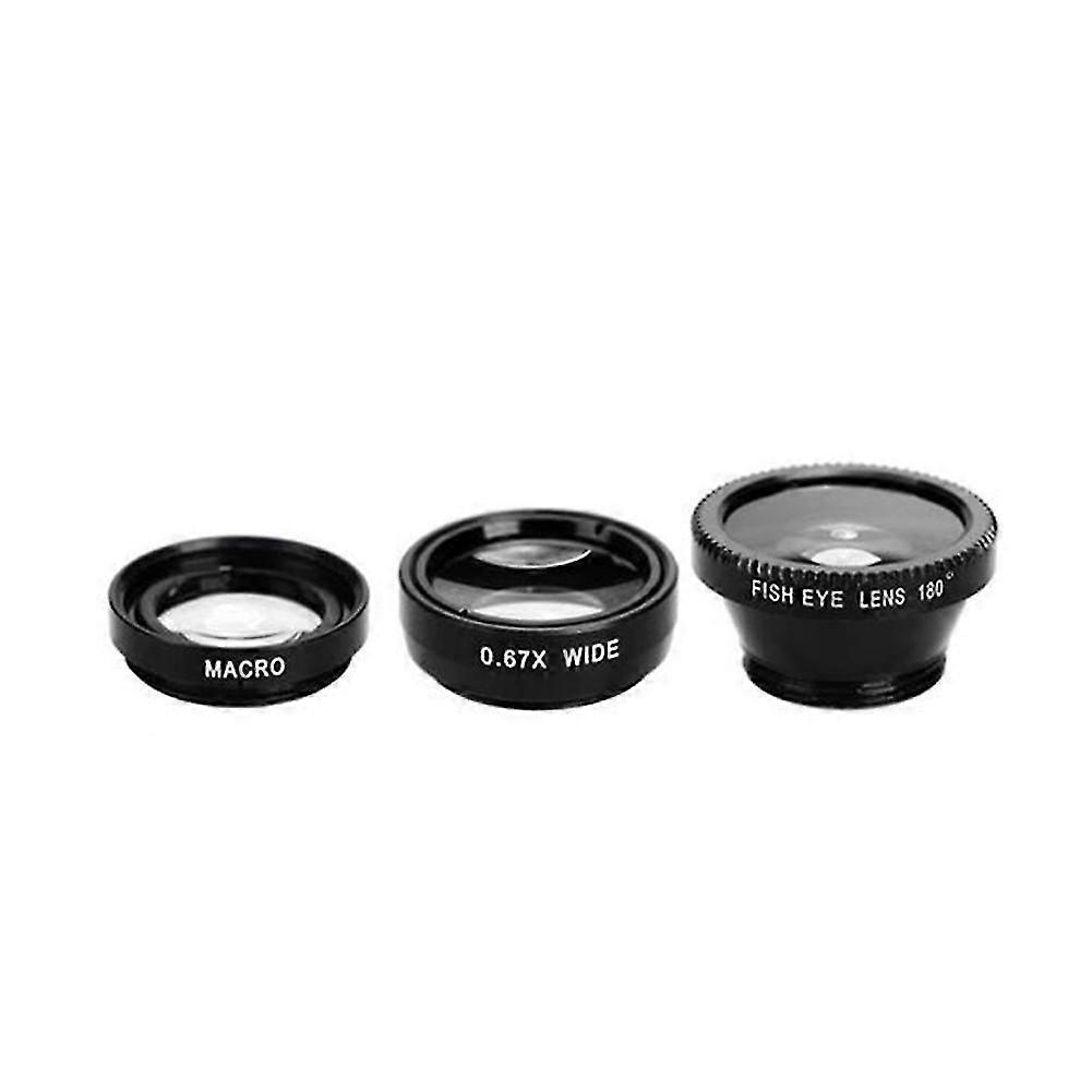 3 in 1 Mobile Phone Camera Fish Eye Macro Super Wide Angle Lens Kit with Clip