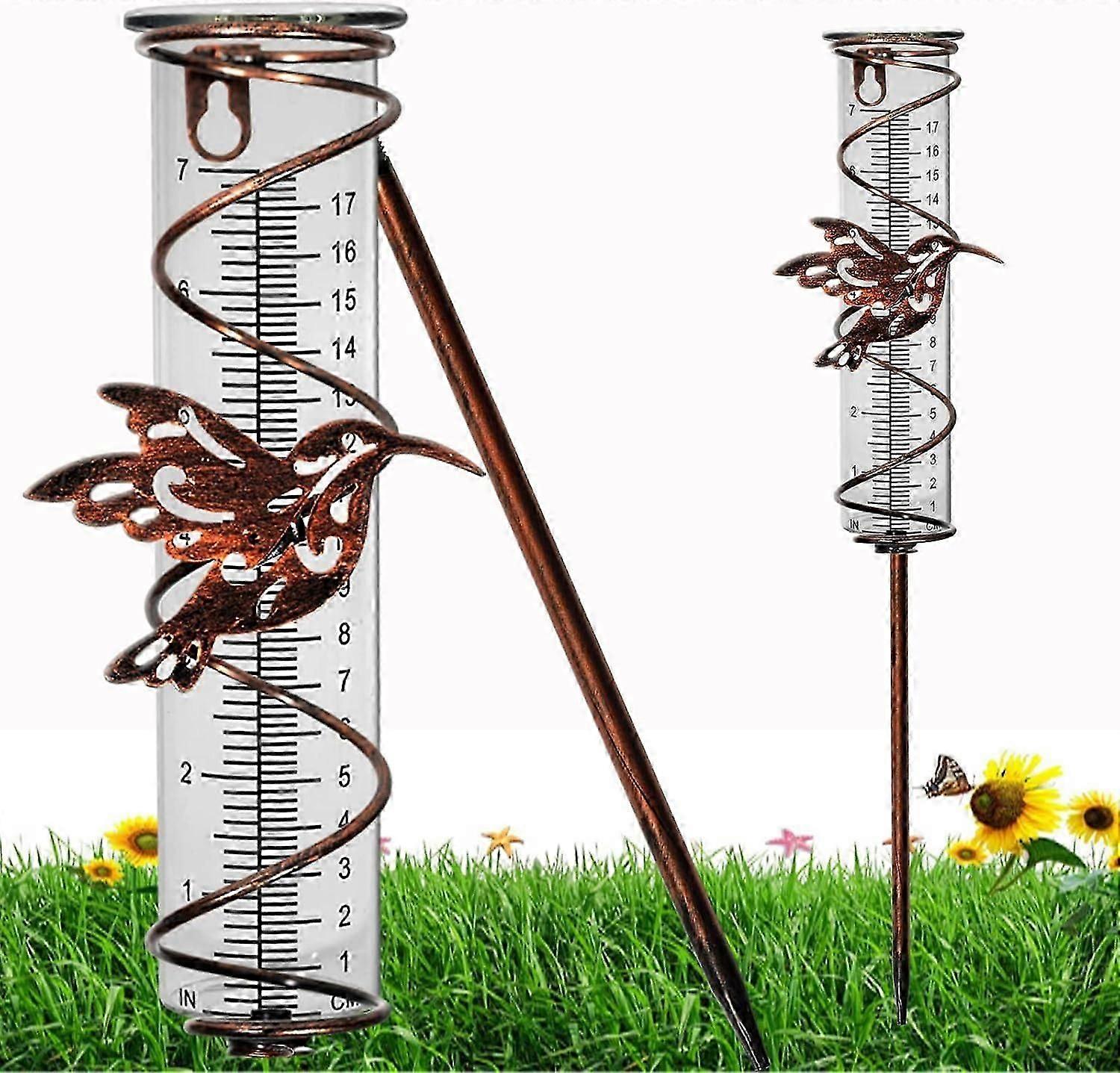 Rain Gauge With Detachable Spiral Shap, Garden Rain Water Meter Measuring With Metal Frame, No Assembly Rain Measure (a)