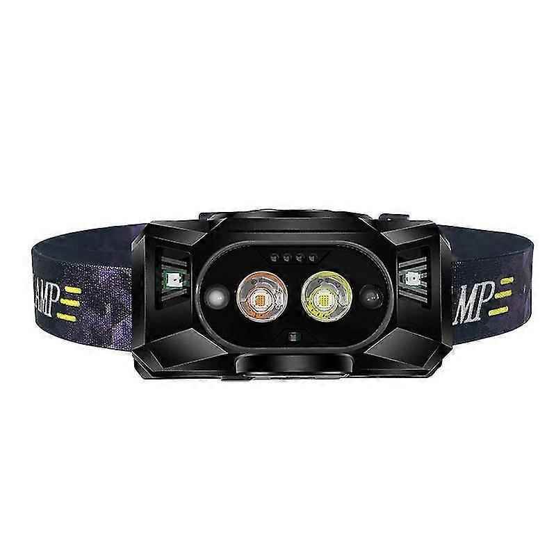 Headlamp led work headlight flashlight outdoor warning induction charging