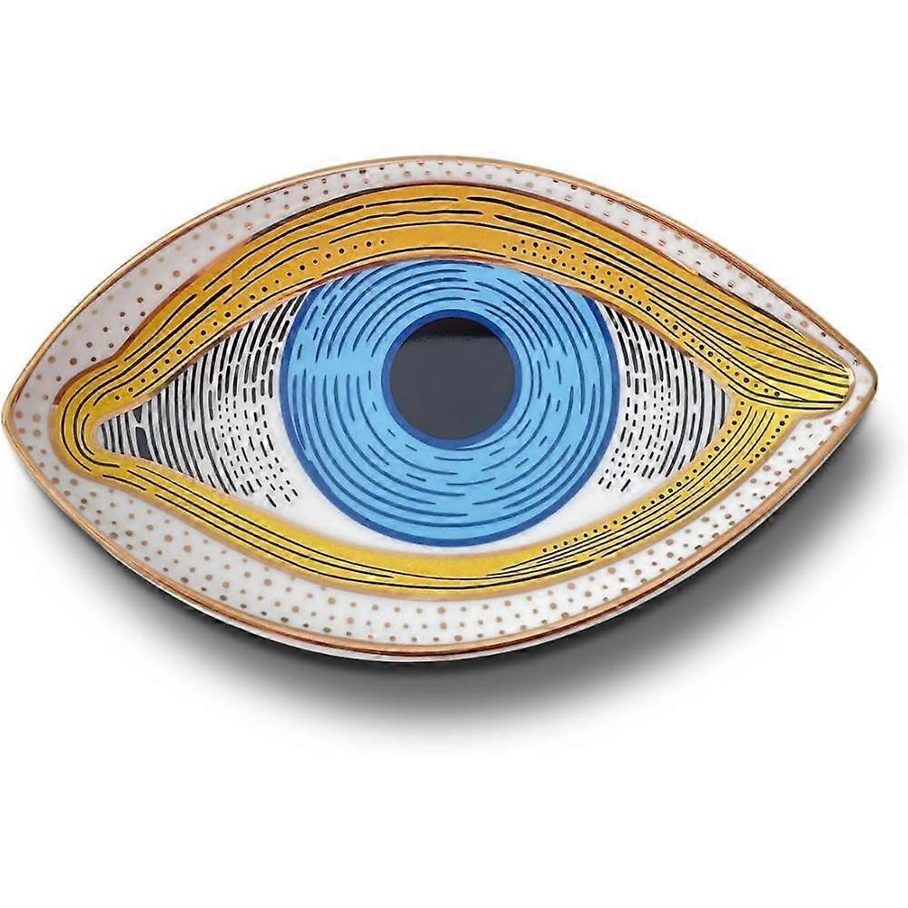 Small Ceramic Jewelry Tray - Trinket Dish Evil Eye Decor, Modern Boho Home Essentials, Witchy (Pharaoh)