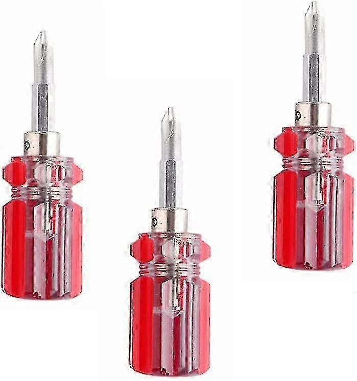 Mini Multifunctional Dual-Purpose Screwdriver Set - Cross & Flat Heads (Red, 3pcs)
