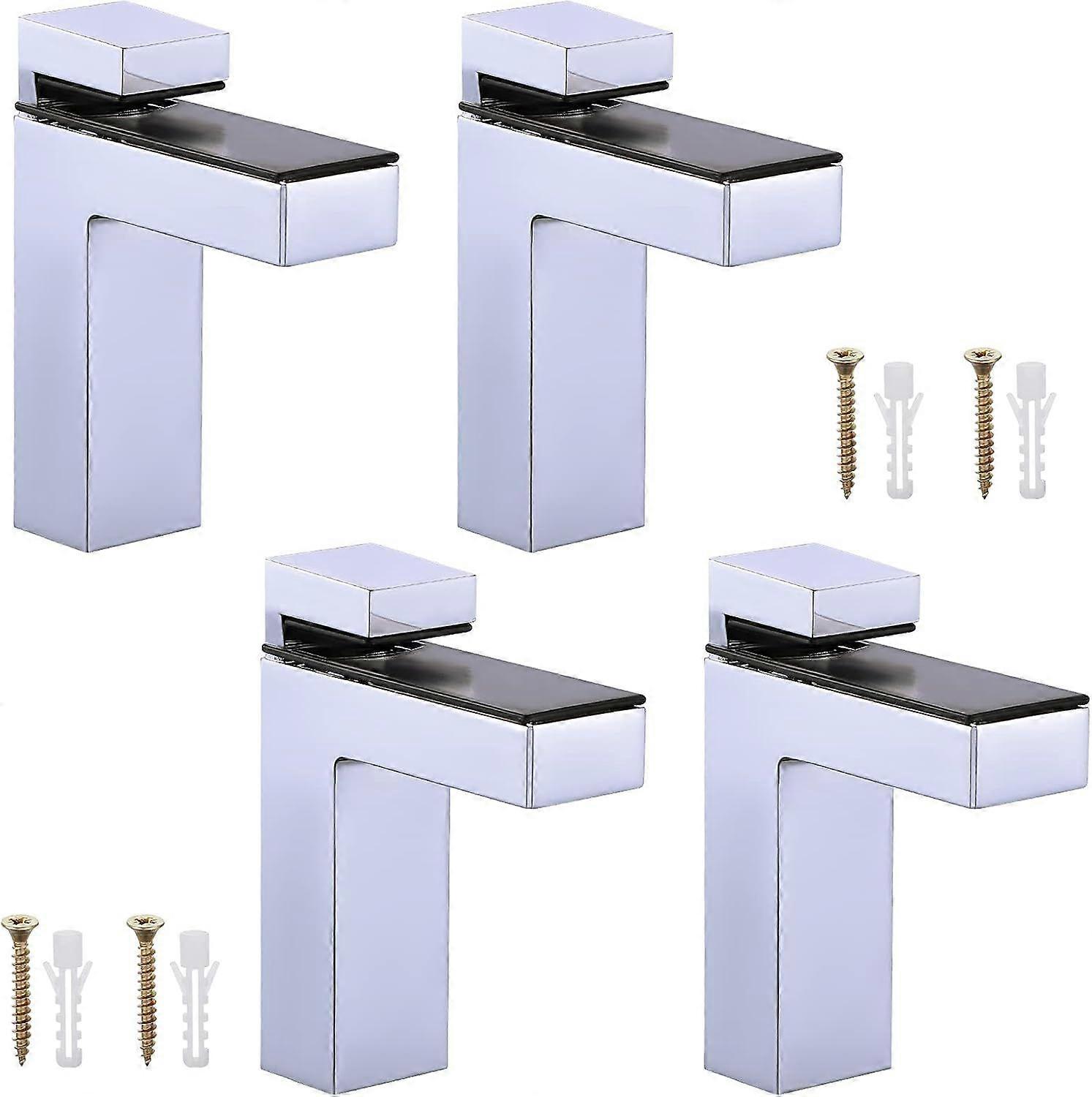 4Pack Adjustable Wood Glass Shelf Bracket Solid Zinc Alloy Shelf Support Wood Glass Bracket for 2-38mm Thickness Shelf