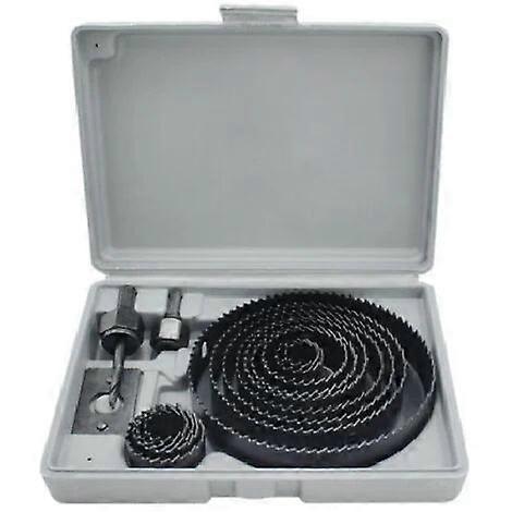 17 dele hulsavssæt, 19-127 mm hulsavssæt i kulstofstål, downlights, bits til træ, placoplâtre, plast-sort