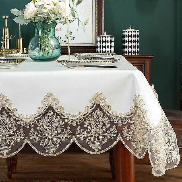 Waterproof Table Cloth Rectangle For Dining Table With Lace Pu Leather Round Square Coffee Table Cover Non -Slip Elegant