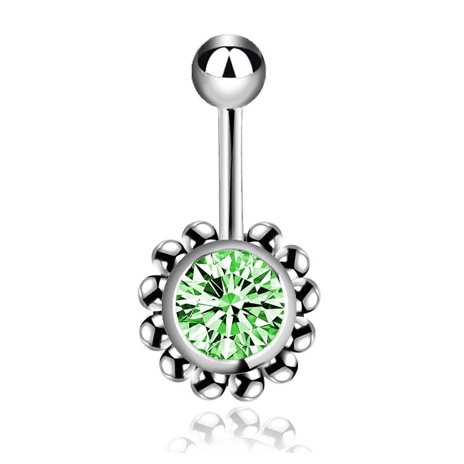 1 .6mm 5 /8mm Fan -Shaped Sphere Arranged Beads Belly Button Rings Of The Sun Flower Umbilical Ring