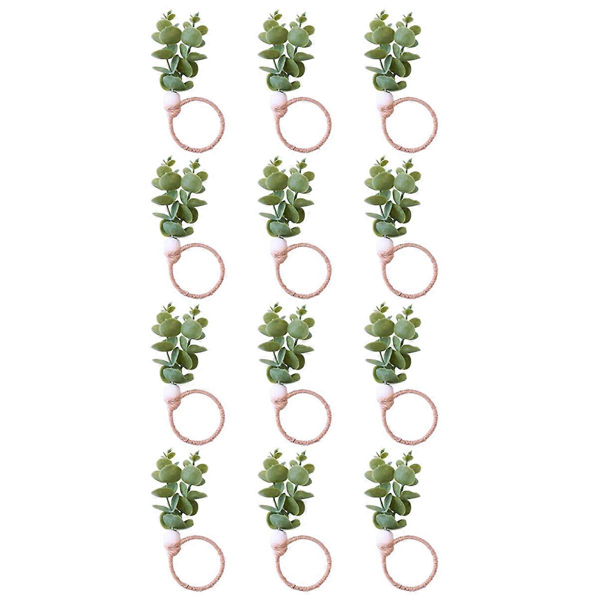 Serviettenringe 12er Set, Eukalyptusblatt-Serviettenringe