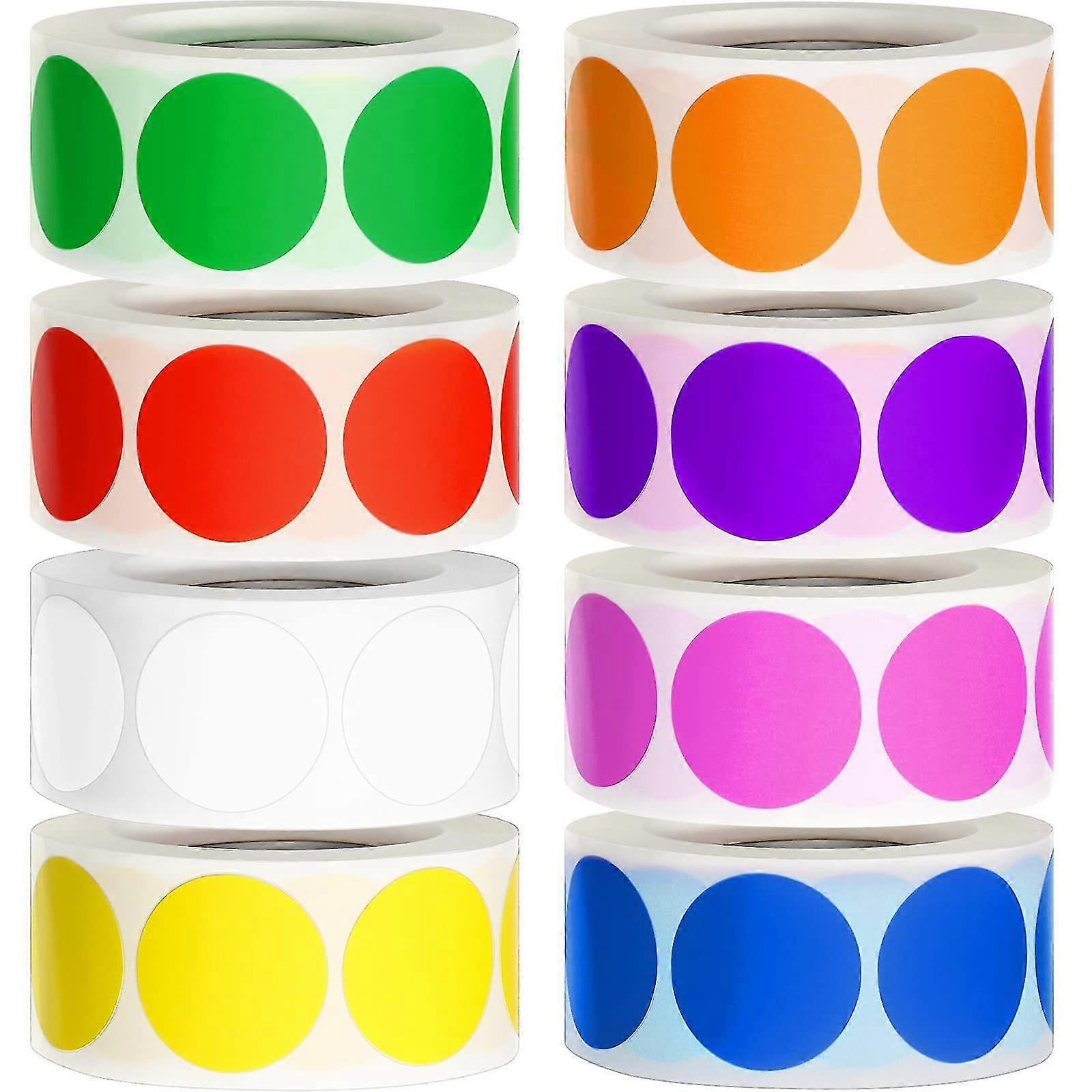 8 rolls of fluorescent self-adhesive circular stickers