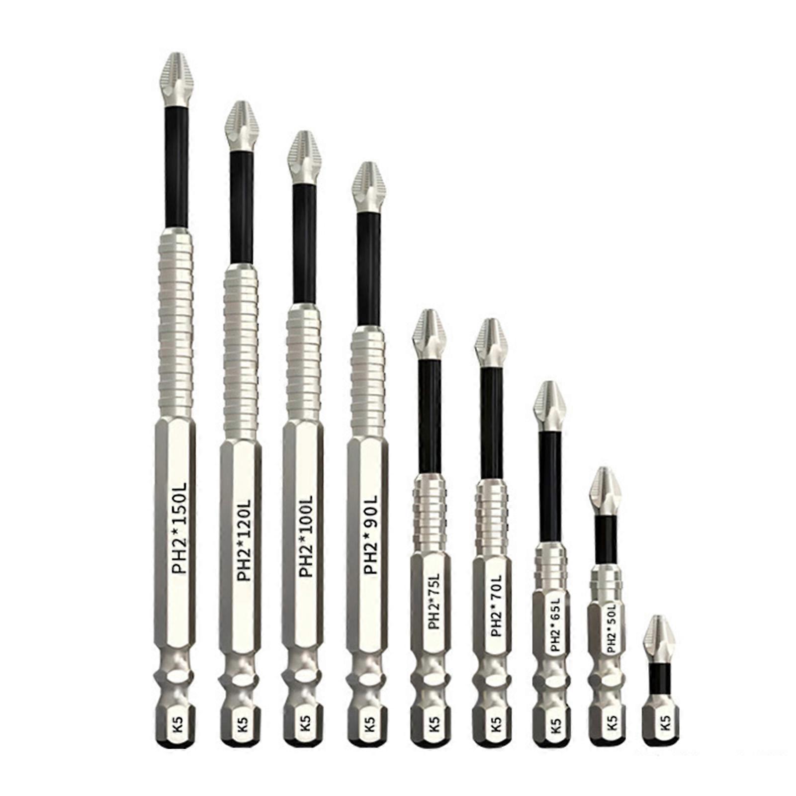 PH2 Screwdriver Bit Set 25-150mm Long Head Drill Screwdriver Bits for Rope Drills