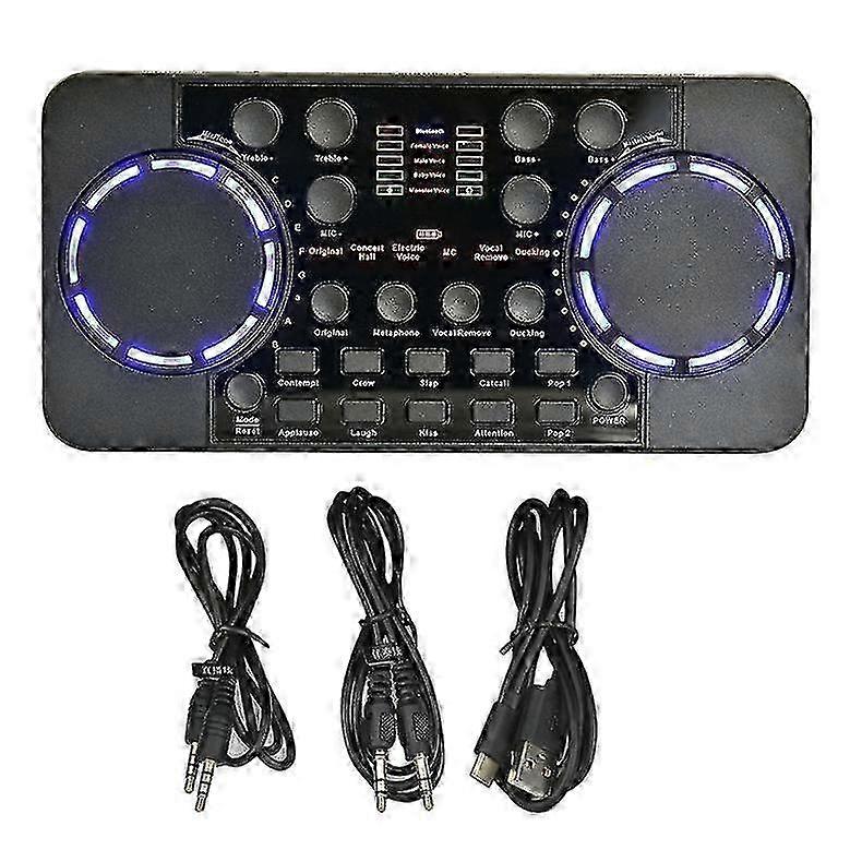 For V300 Pro Sound Card 10 Sound Effects, Bluetooth Noise Reduction Audio Mixer with Headset Mic