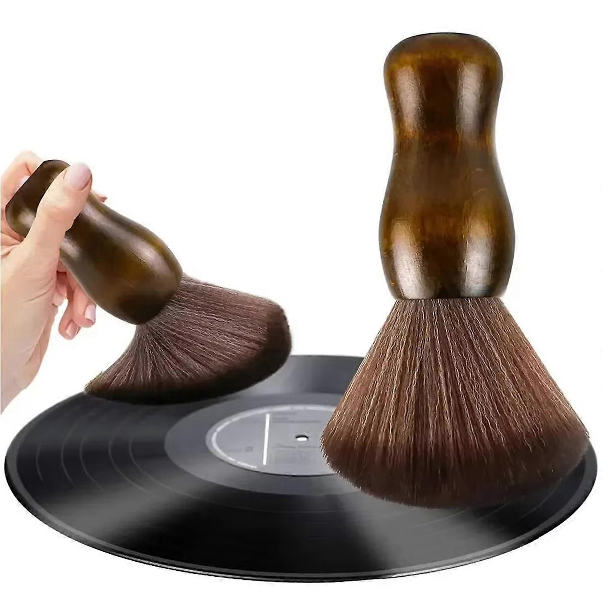 Anti-Static Solid Wood Cleaning Brush for Vinyl LP CD Turntable, Computer Keyboard Dustproof Soft Fu