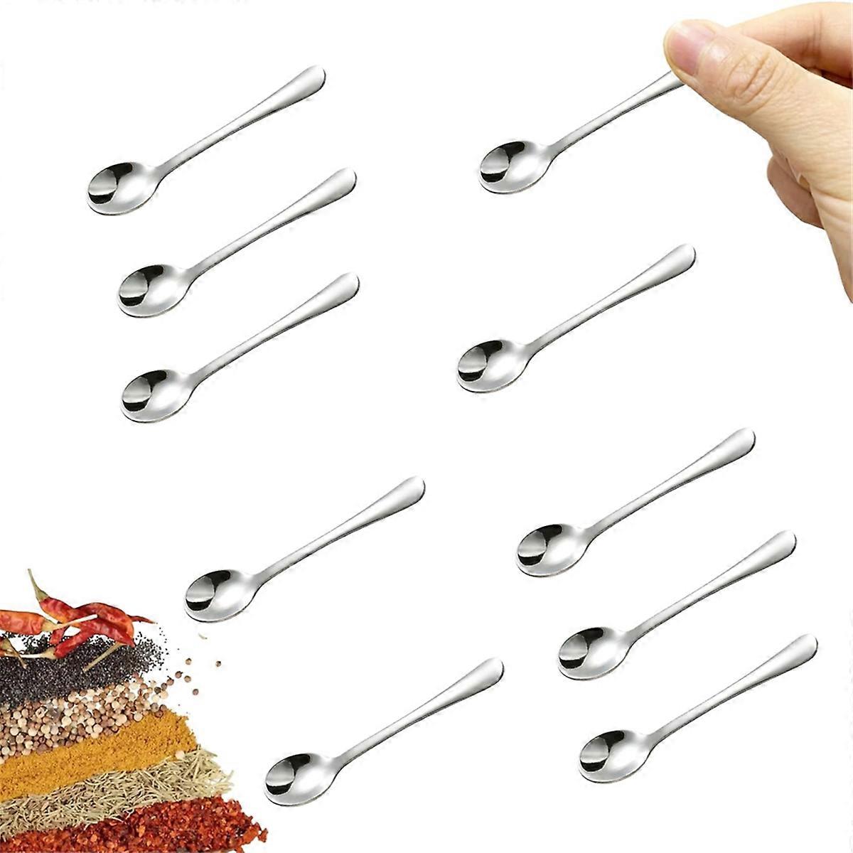 10 PCS Tiny Stainless Steel Spoons for Spices Jars, Mini Size 2.87inch, Cute Small Stainless Steel C