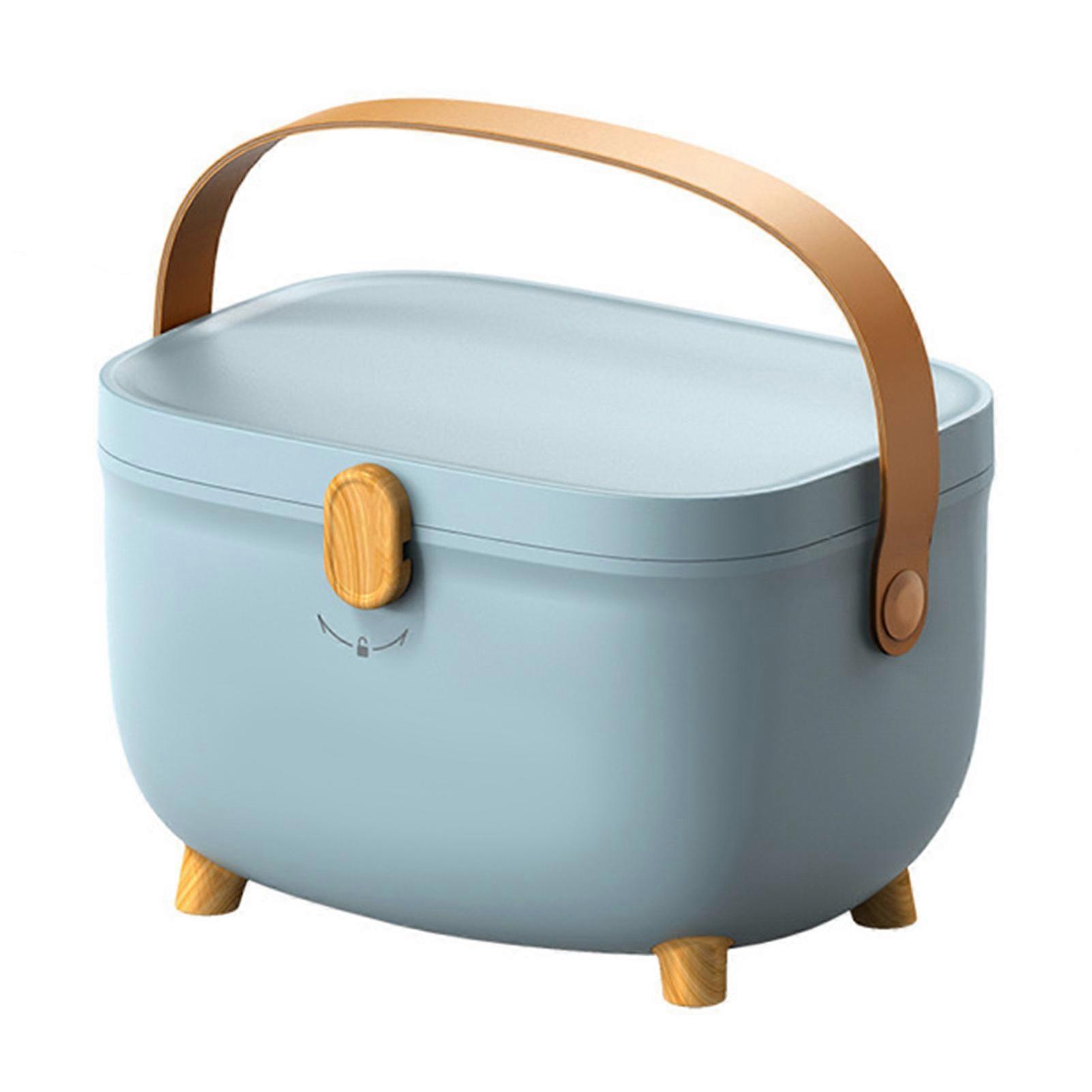 Oval Medicine Storage Box Household Double Layer Large Capacity Multicompartment Medicine Organizer Box for Home Dorm Blue
