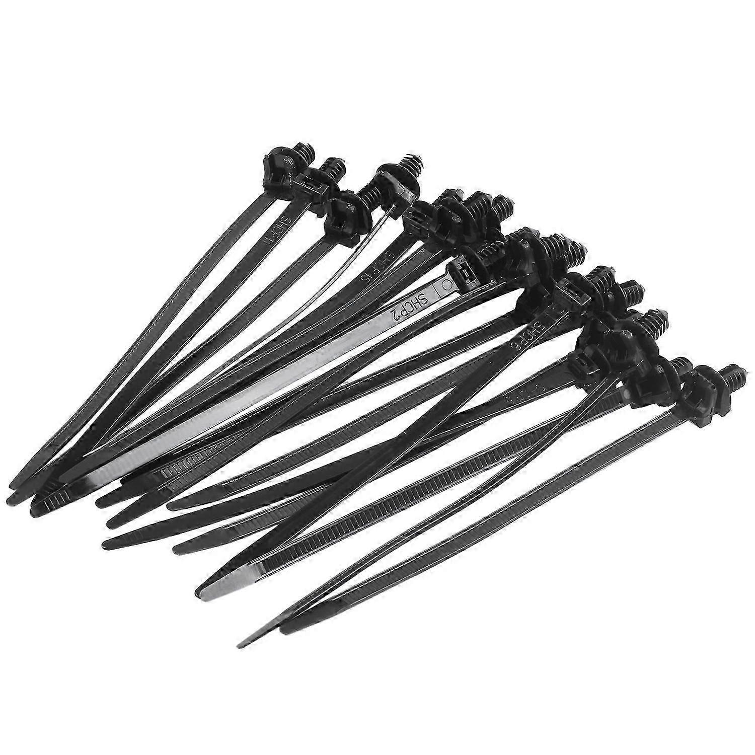 Nylon Push Mount Car Dome Cable Zip Tie, 162mm Length, 20 Pcs, Black Edition
