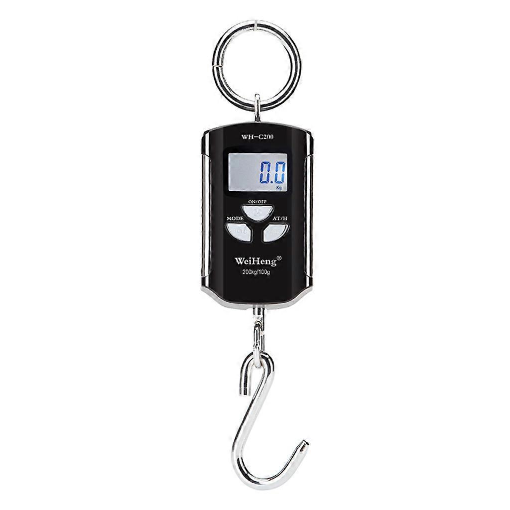 Mini Crane Scale Portable 200kg/400 lb Heavy Duty Digital Scales LCD Display with Backlight for Home Farm Market Fishing Black