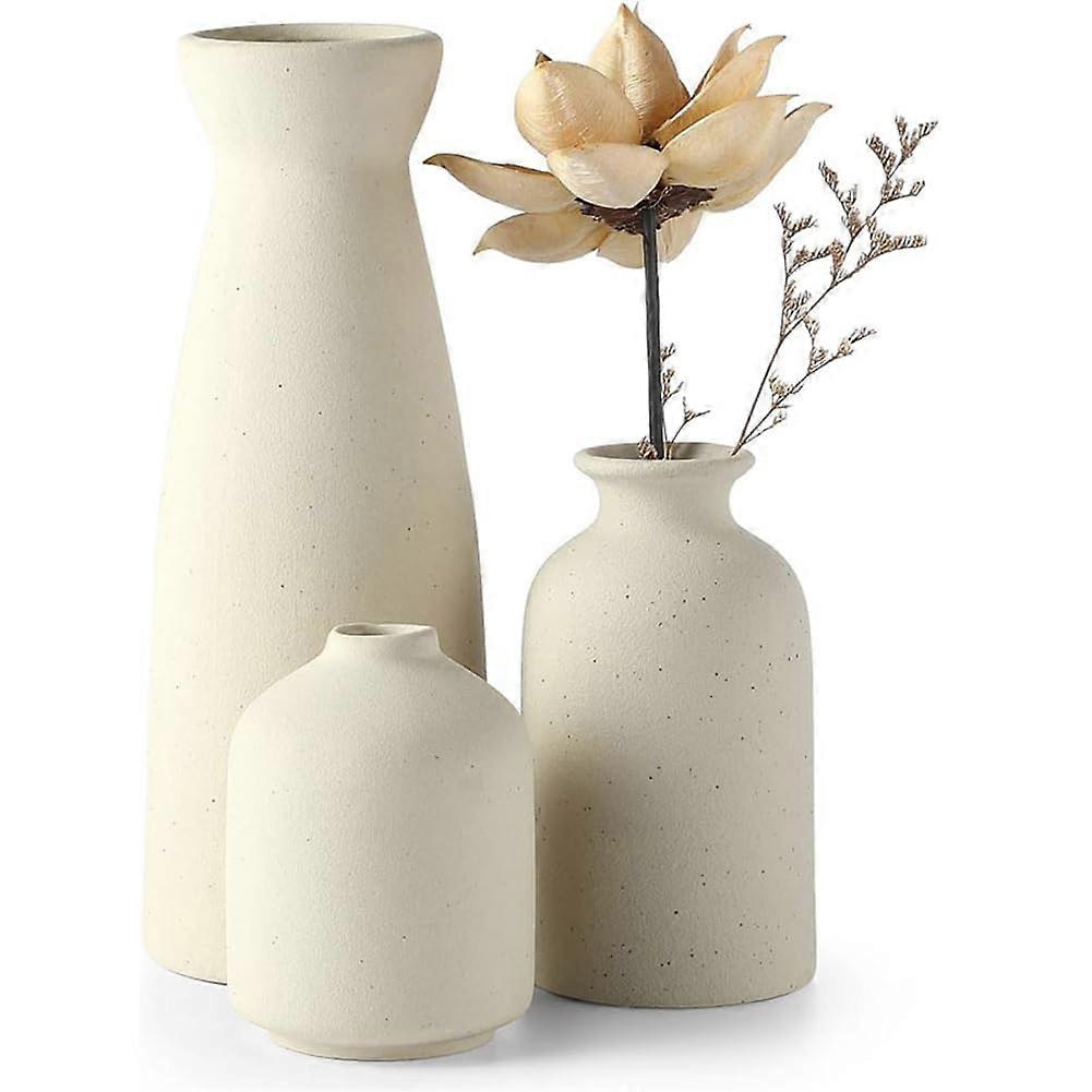 3 Set White Ceramic Modern Small Vases for Dinner Table Party Decor Small Size